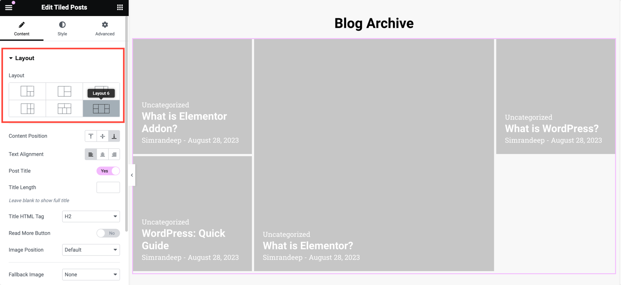 How To Display Blog Posts In A Tiled Layout Using Elementor