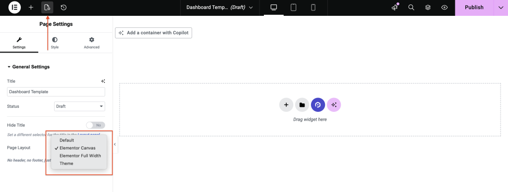 change elementor layout