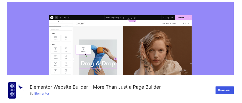 install and activate elementor