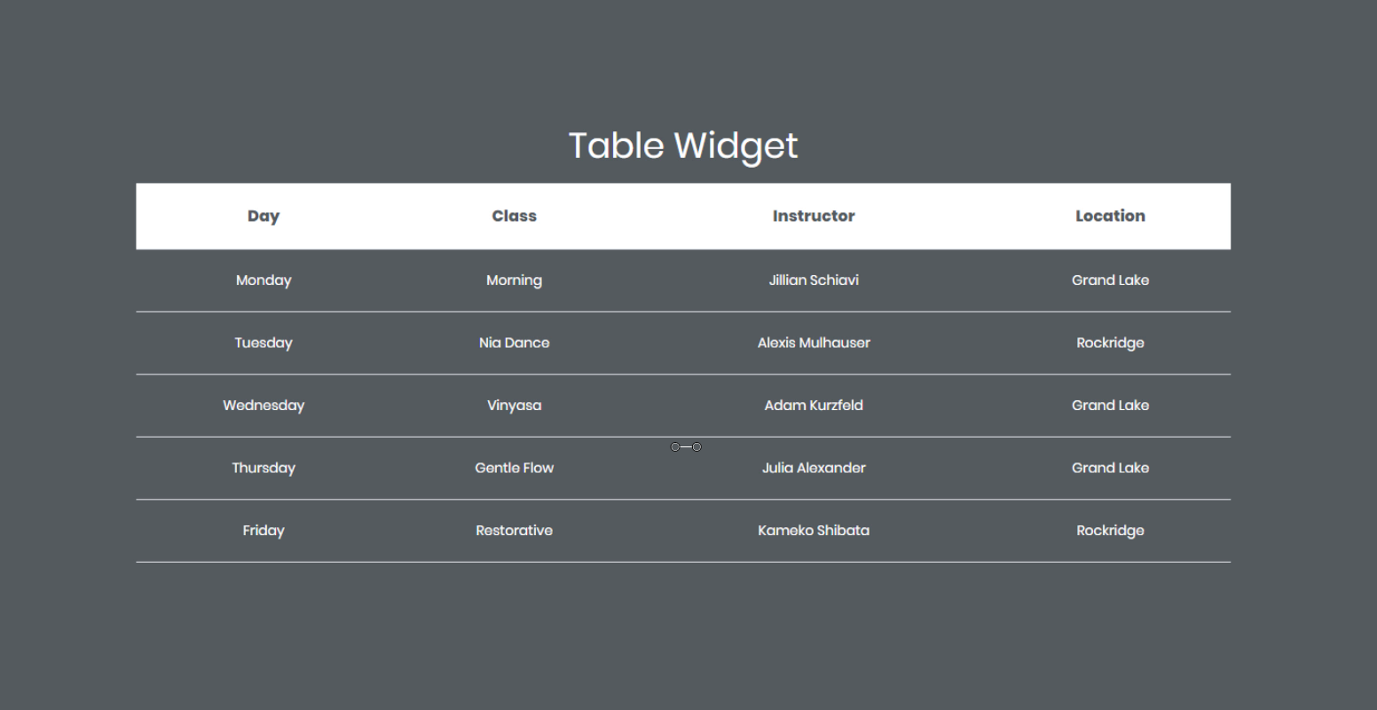 table widget elementor