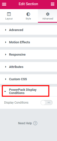 Advanced Display Condition for PowerPack