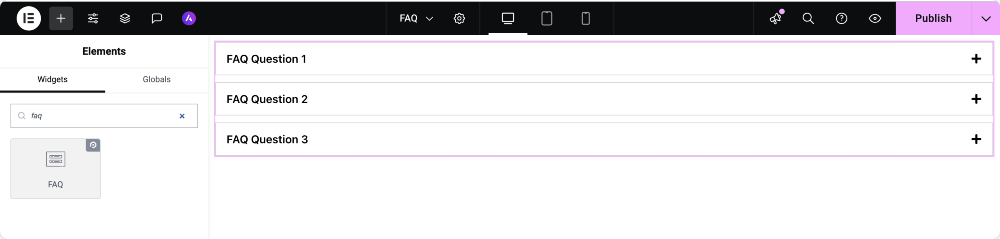 add the faq widget