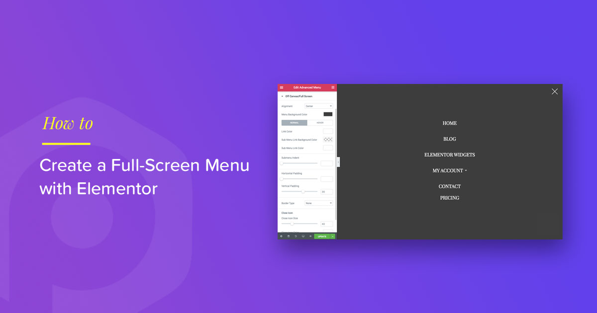 Elementor Full Screen Overlay Menu: Tạo ra một trang web tuyệt đẹp với Elementor Full Screen Overlay Menu. Tính năng này sẽ giúp bạn tạo ra một trang web tối giản, sang trọng và nổi bật. Hãy xem hình ảnh liên quan và khám phá những ưu điểm đặc biệt của tính năng này. 