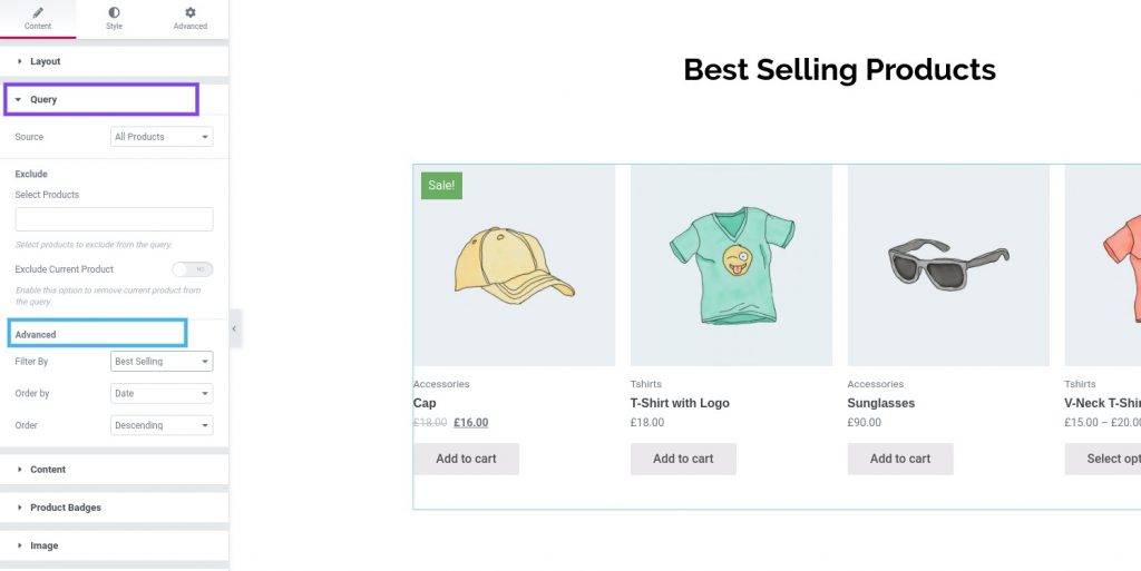Query Settings for Best Selling Products