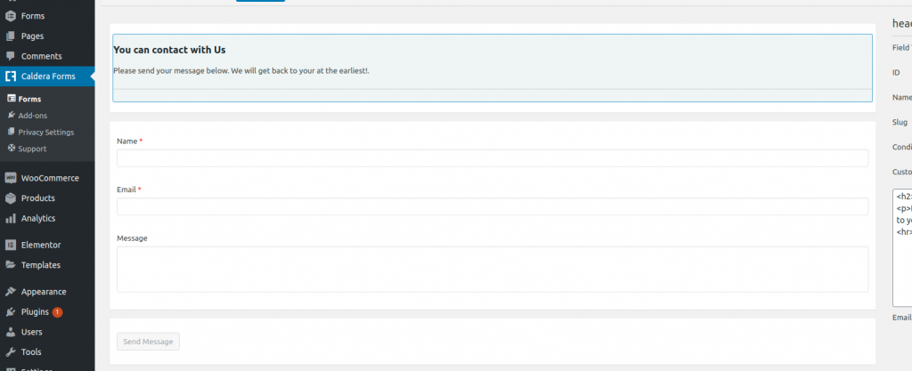 Caldera Contact Form