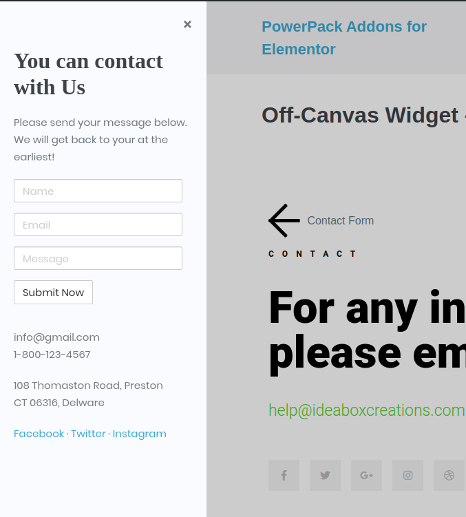 Display Contact Form in Off-Canvas Widget