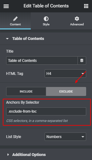 Paste the HTML Selector (CSS Class or ID) of the Element to be Excluded