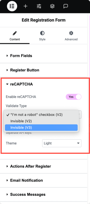 enable recaptcha
