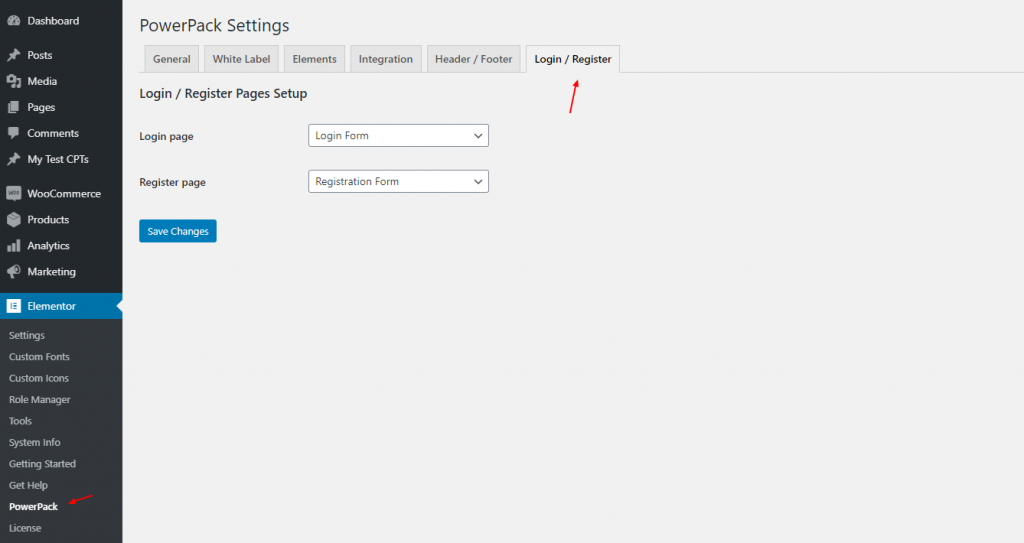 PowerPack Set Login and Registration Pages