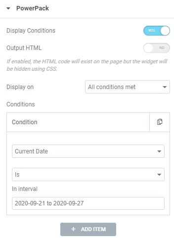 current date restrict content with elementor 