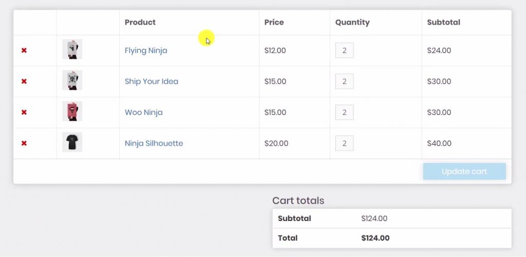 WooCommerce Elementor Guide cart page