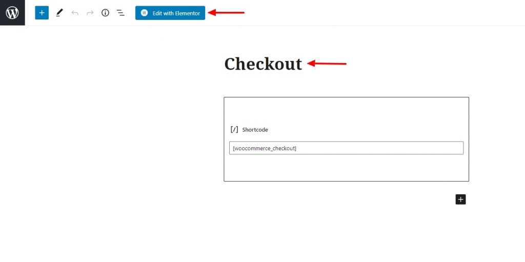 Checkout Page in WordPress editing