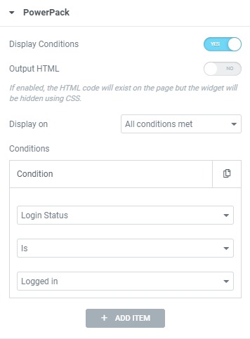 display conditions restrict content by login status