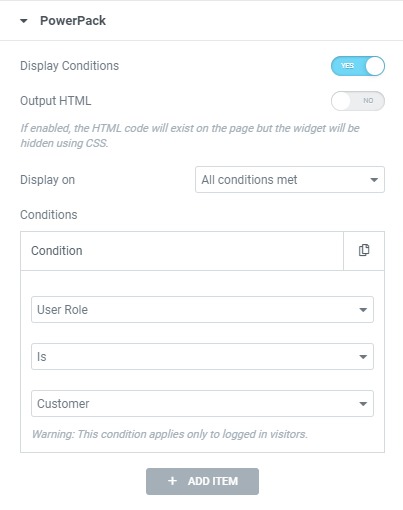 user role restrict content elementor