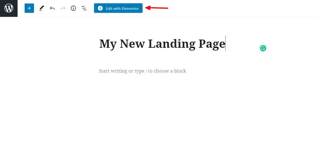 new landing page elementor