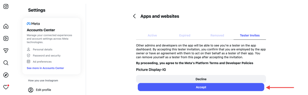 accept tester invitation