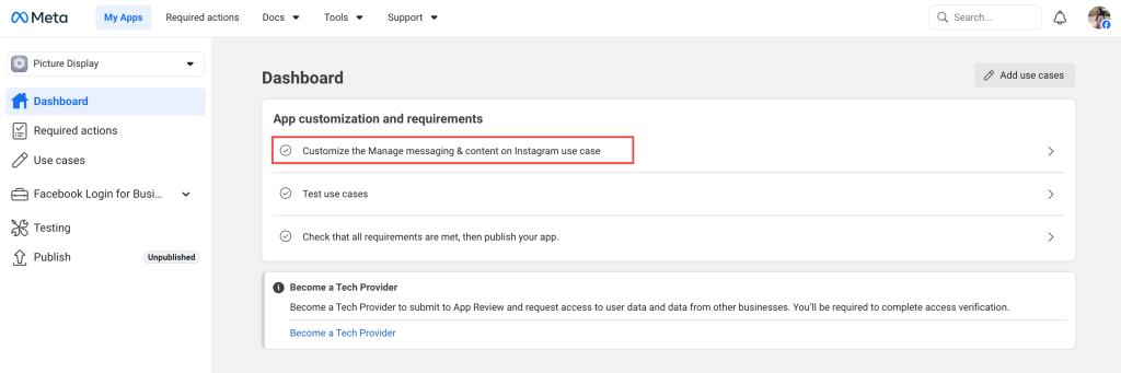 customize the manage messaging & content on Instagram use case