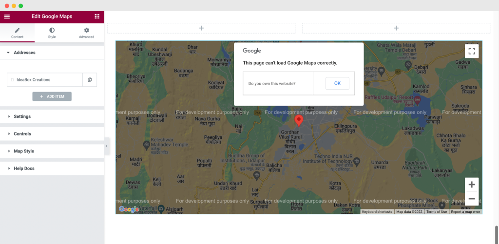 powerpack google map widget for elementor