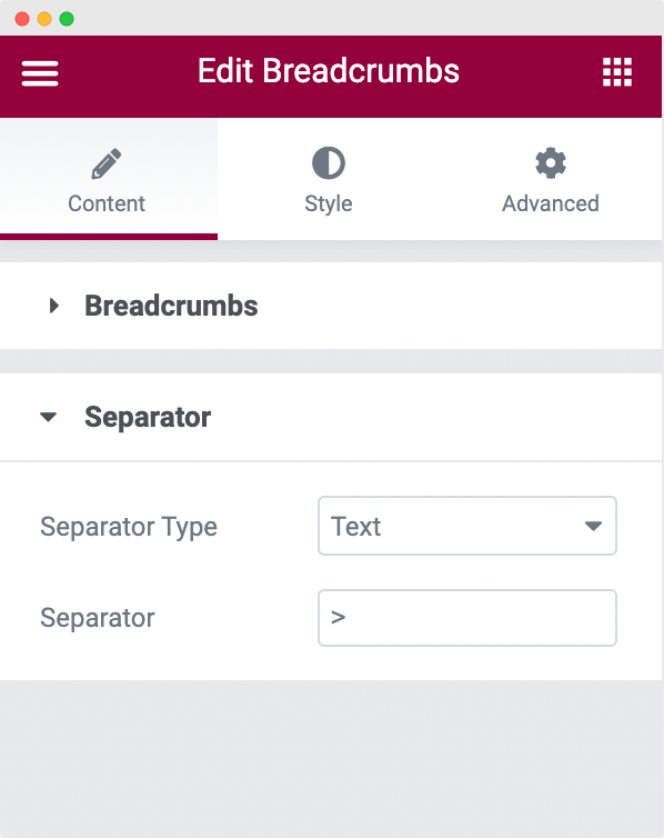 Separator Type as "Text"