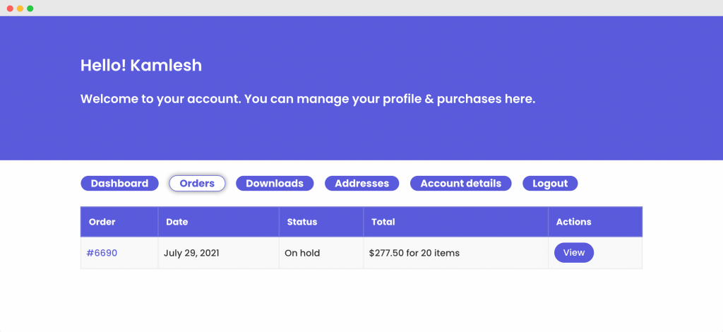 Custom WooCommerce My Account Page