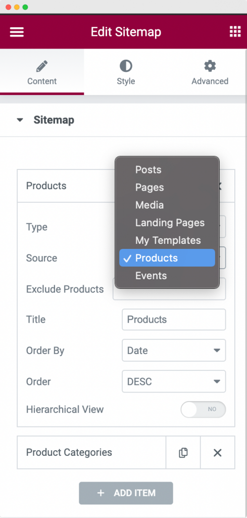 Choose the "Source" of Sitemap