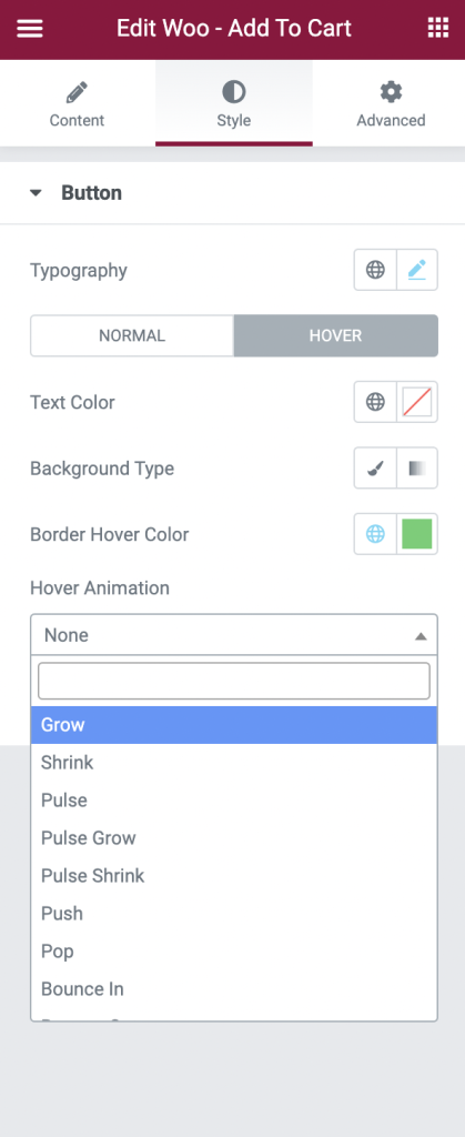 Hover Animation in PowerPack Woo - Add to Cart Widget