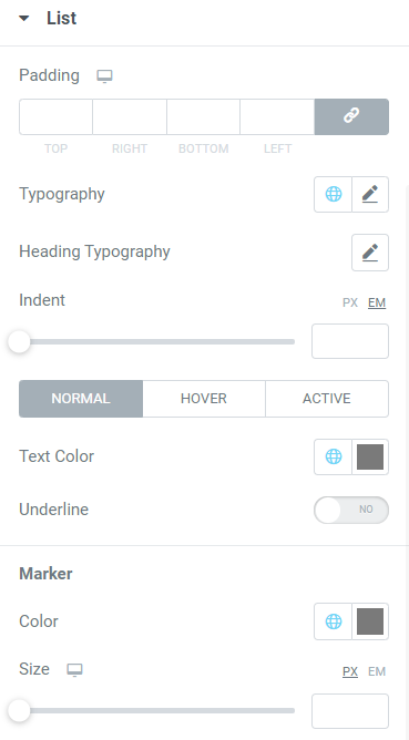 Customize the list of the table of contents widget