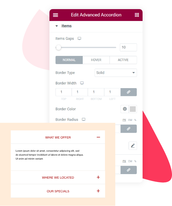 Elementor Accordion Widget Styling Options