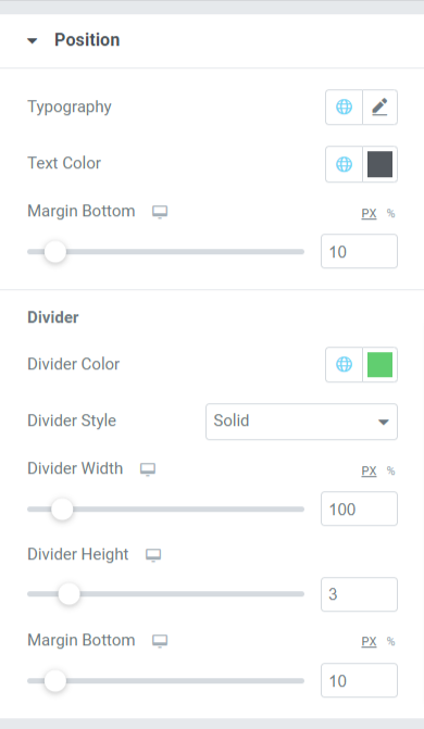 Position Section in the Style Tab of the Team Member Widget