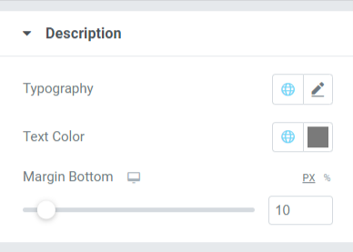 Description Section in the Style Tab of the Team Member Widget