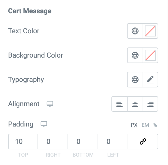 cart message customizations