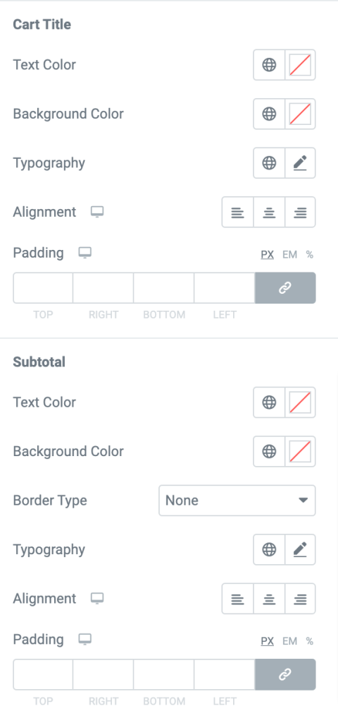 cart title customization options