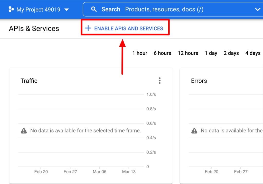 enable apis and servies