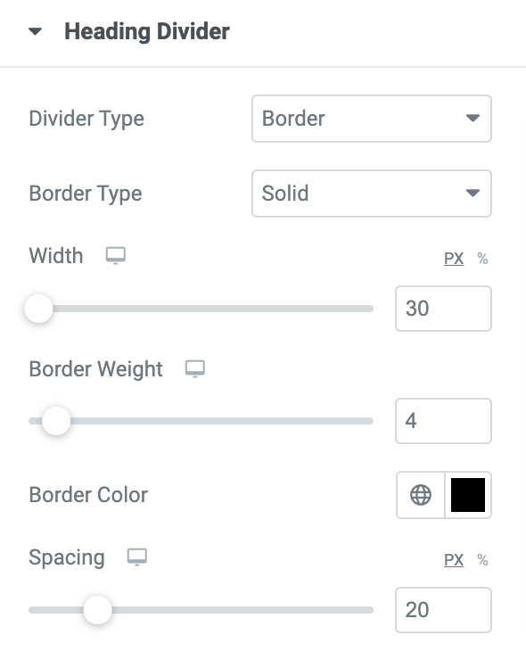 heading divider customization options