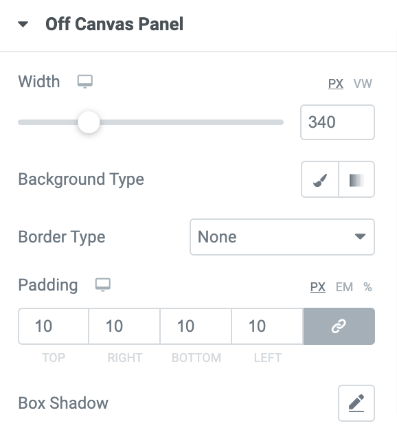 off canvas panel customizations