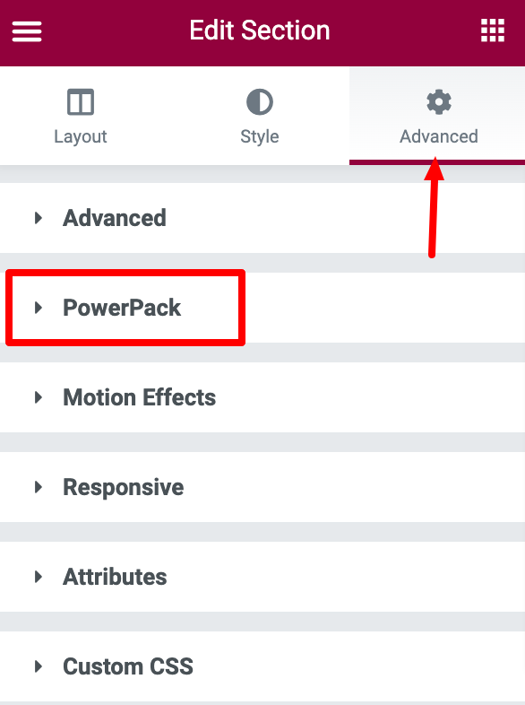 open advanced settings