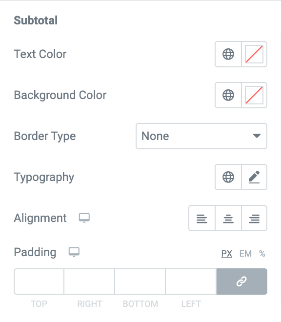 subtotal styling features