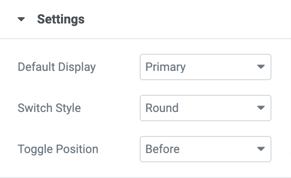 toggle widget setting option