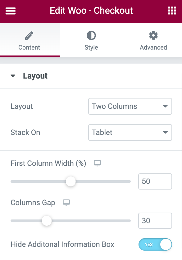 two column layout