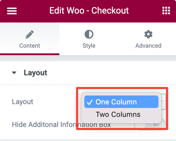 woocommerce checkout page layout
