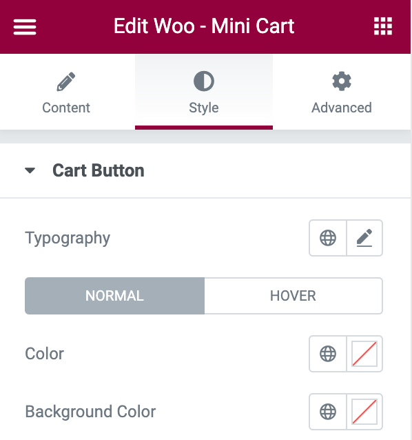 cart button customization options