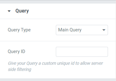 Query Section in the Content Tab of the Card Slider Widget