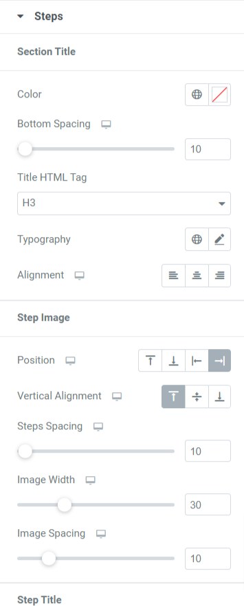 Steps Section in the Style Tab of the PowerPack How To Widget