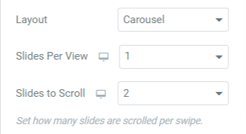 Layout option in the gallery section of PowerPack Image Slider Widget