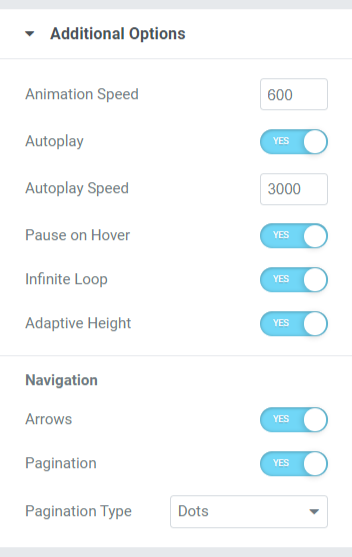 Additional Options Section in the Content Tab of the PowerPack Image Slider Widget