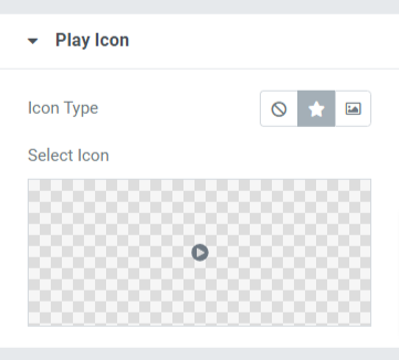 Play Icon section in the content tab of the Video Gallery Widget