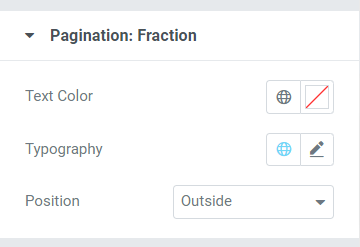 Pagination: Fraction section in the style tab of the Video Gallery Widget