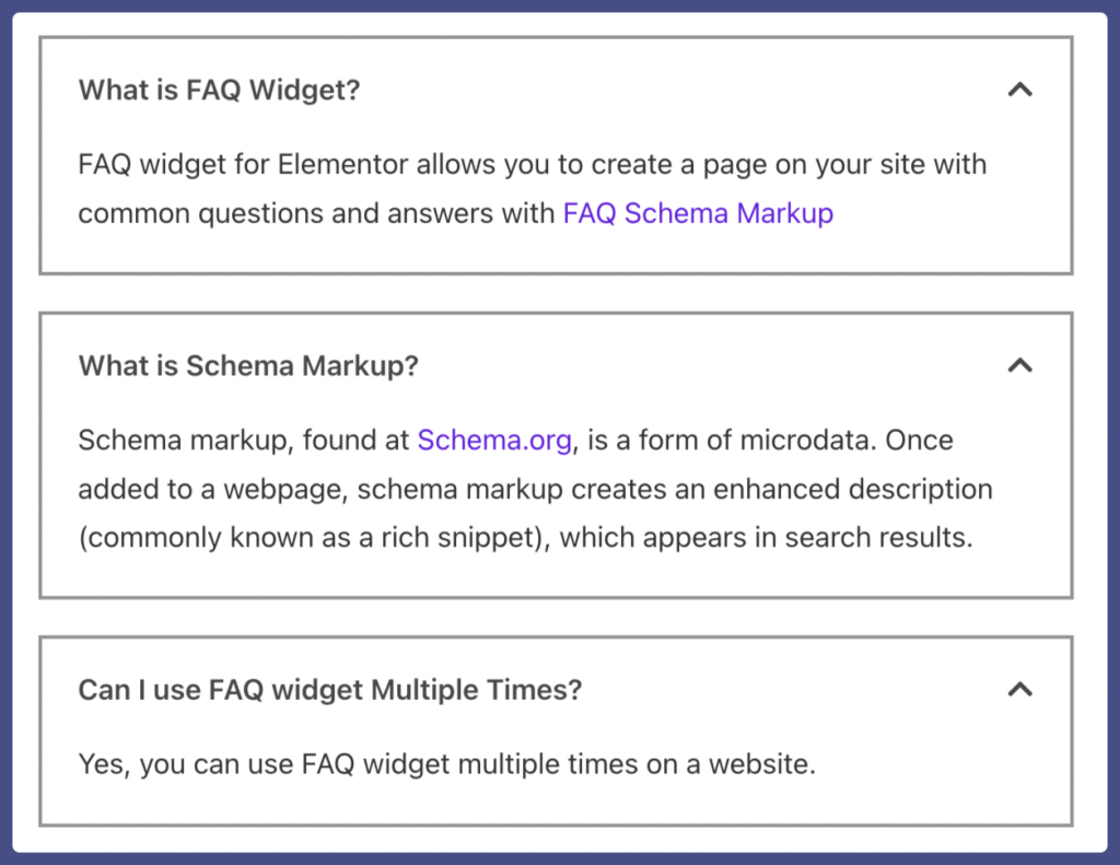 faq widget for elementor