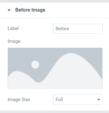 ‘Before Image’ Section in the Content Tab of the Image Comparison Widget