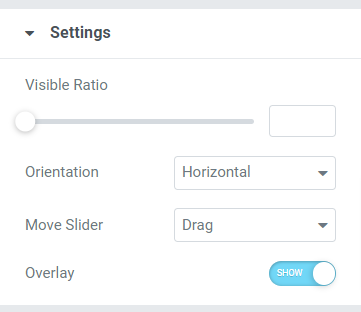 Settings Section in the Content Tab of the Image Comparison Widget